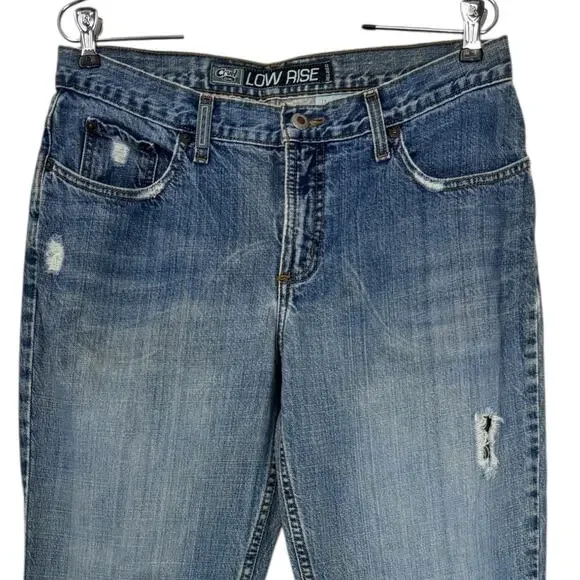 Cruel Girl Low Rise Bootcut Jeans Mid Wash Distressed 13R Western Y2k - Picture 2 of 11